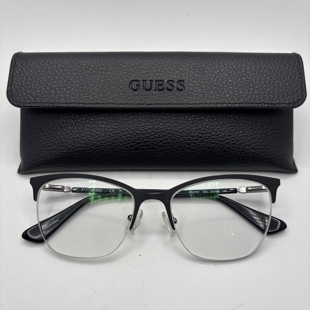 GUESS GU2787 002 Black Metal Cat Eye Eyeglasses Frame 52-18-140mm w/case